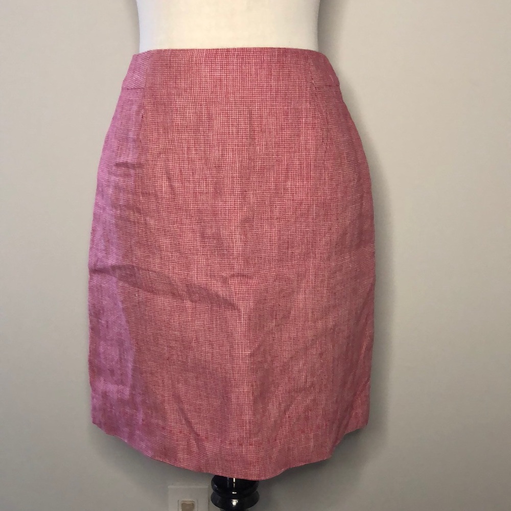 Talbots Irish Linen Red White Pencil Skirt size 4P